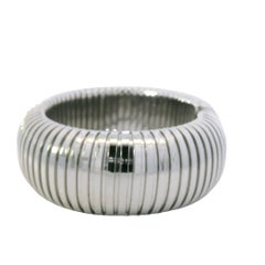 Sidney Garber 18k White Gold Wide Stretch Domed Cuff Bracelet
