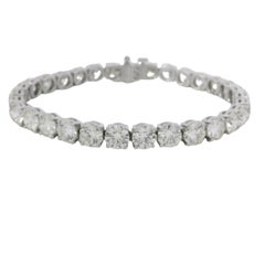 Bracelet « tennis » en platine avec diamants ronds taille brillant de 22,30 carats