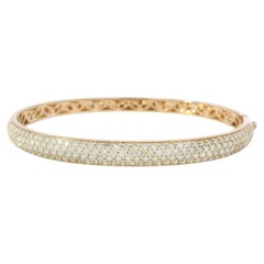 Bracelet jonc en or rose 18 carats, serti de diamants ronds naturels de 2,6 carats en pavé
