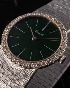 Piaget 18k White Gold Jade Green Dial & Diamond Bezel Watch