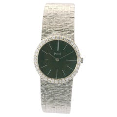 Piaget 18k White Gold Jade Green Dial & Diamond Bezel Watch