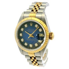 Rolex 69173 Datejust Two-Tone Blue Vignette Diamond Dial 26mm Watch