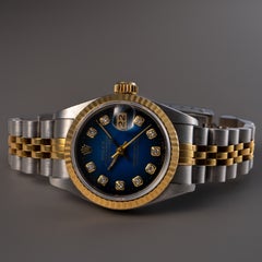 Rolex 69173 Datejust Two-Tone Blue Vignette Diamond Dial 26mm Watch