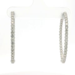 14K White Gold Natural 2.35 Carat Diamond Inside-Out Hoop Earrings