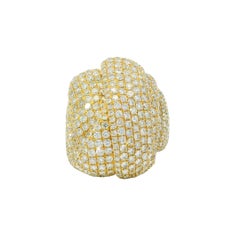 14k Yellow Gold Natural 8.5 Carat Diamond Pave Freeform Wide Ring