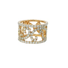 18K Rose Gold Natural 3.79 Carat Diamond Swirling Vines Ring