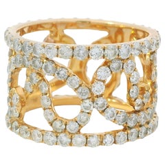 18K Rose Gold Natural 3.79 Carat Diamond Swirling Vines Ring