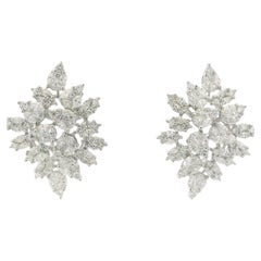 18K White Gold Natural 5.72 Carat Diamond Mosaic Set Statement Earrings