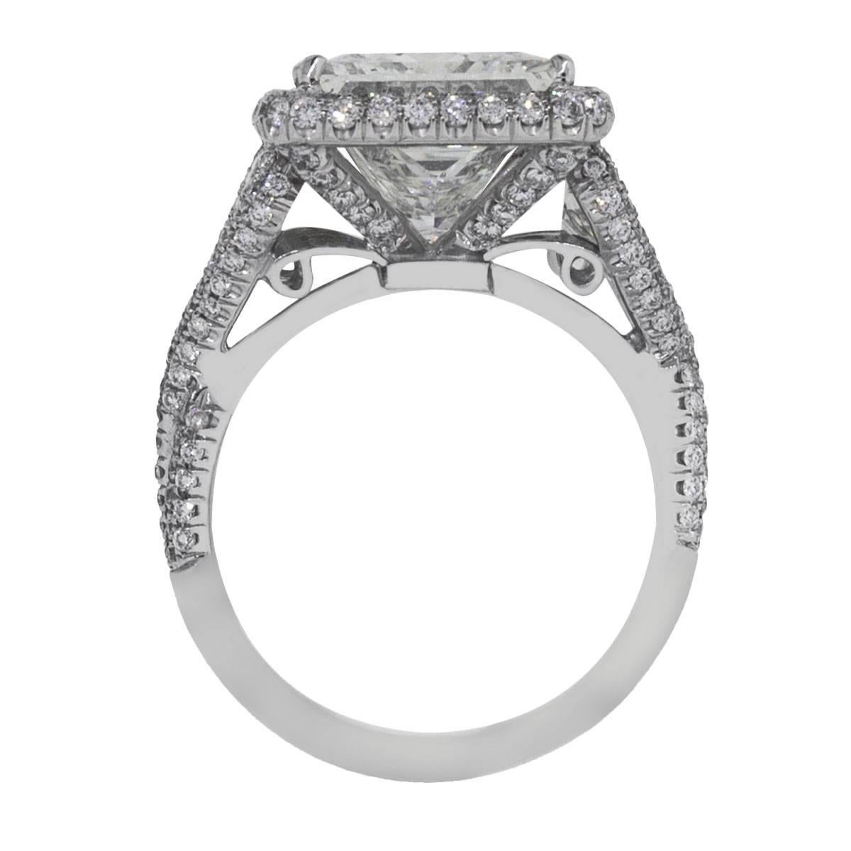 GIA Certified 5.73 Carat Princess Cut Engagement Ring In Excellent Condition In Boca Raton, FL