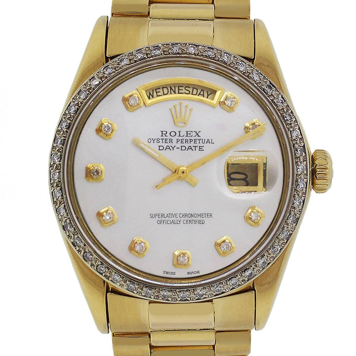 Rolex yellow gold Presidential Day-Date Diamond Dial Automatic Wristwatch