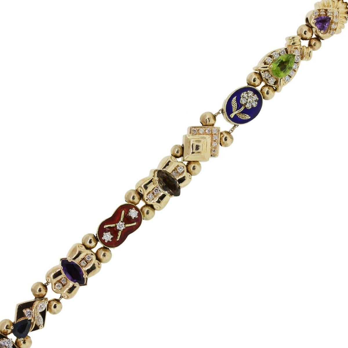 Diamond and Multi Gemstone Slide Bracelet