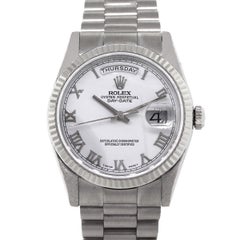Rolex Stainless Steel White Dial Day Date Presidential Automatic Wristwatch