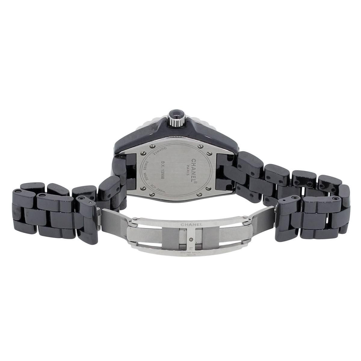 Women's Chanel Lady's Ceramic Diamond Bezel Black Dial Quartz Wristwatch