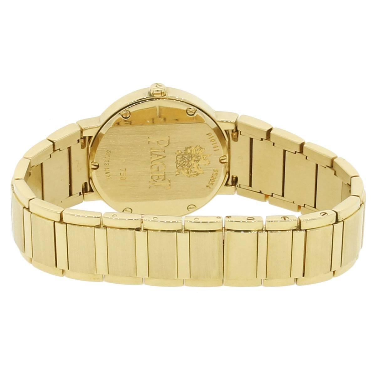 Piaget Lady's Yellow Gold Diamond Bezel Quartz Polo Wristwatch In Excellent Condition In Boca Raton, FL