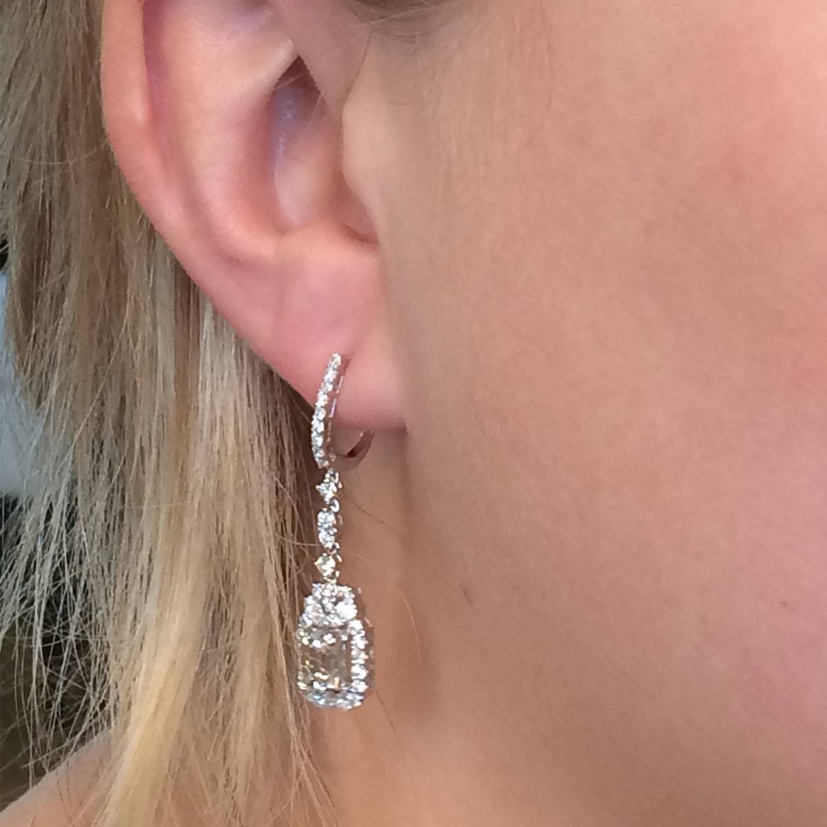  Emerald Cut Diamond Dangle Earrings 1
