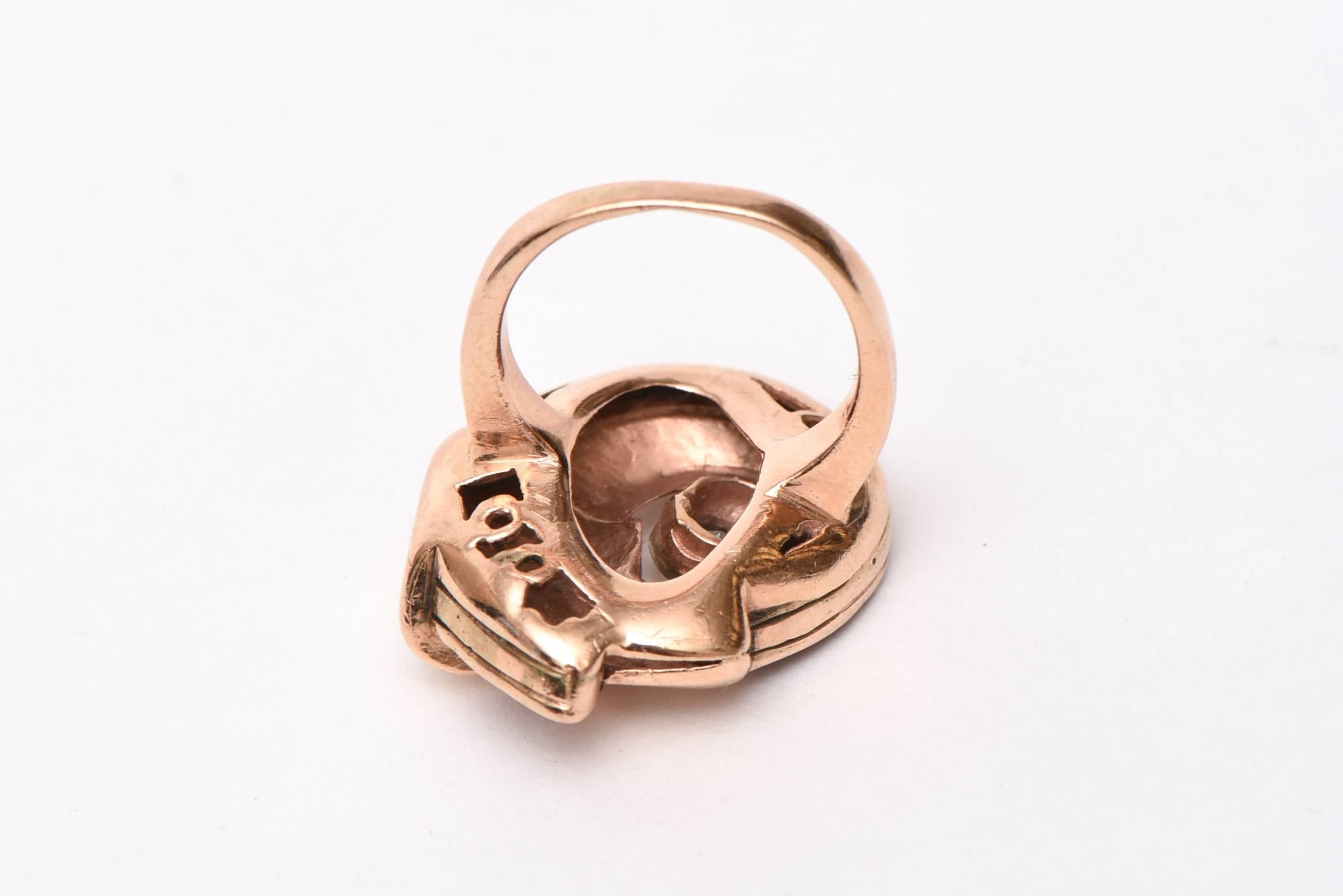 Retro Ruby, Diamond and 14K Rose Gold Cocktail Ring 3