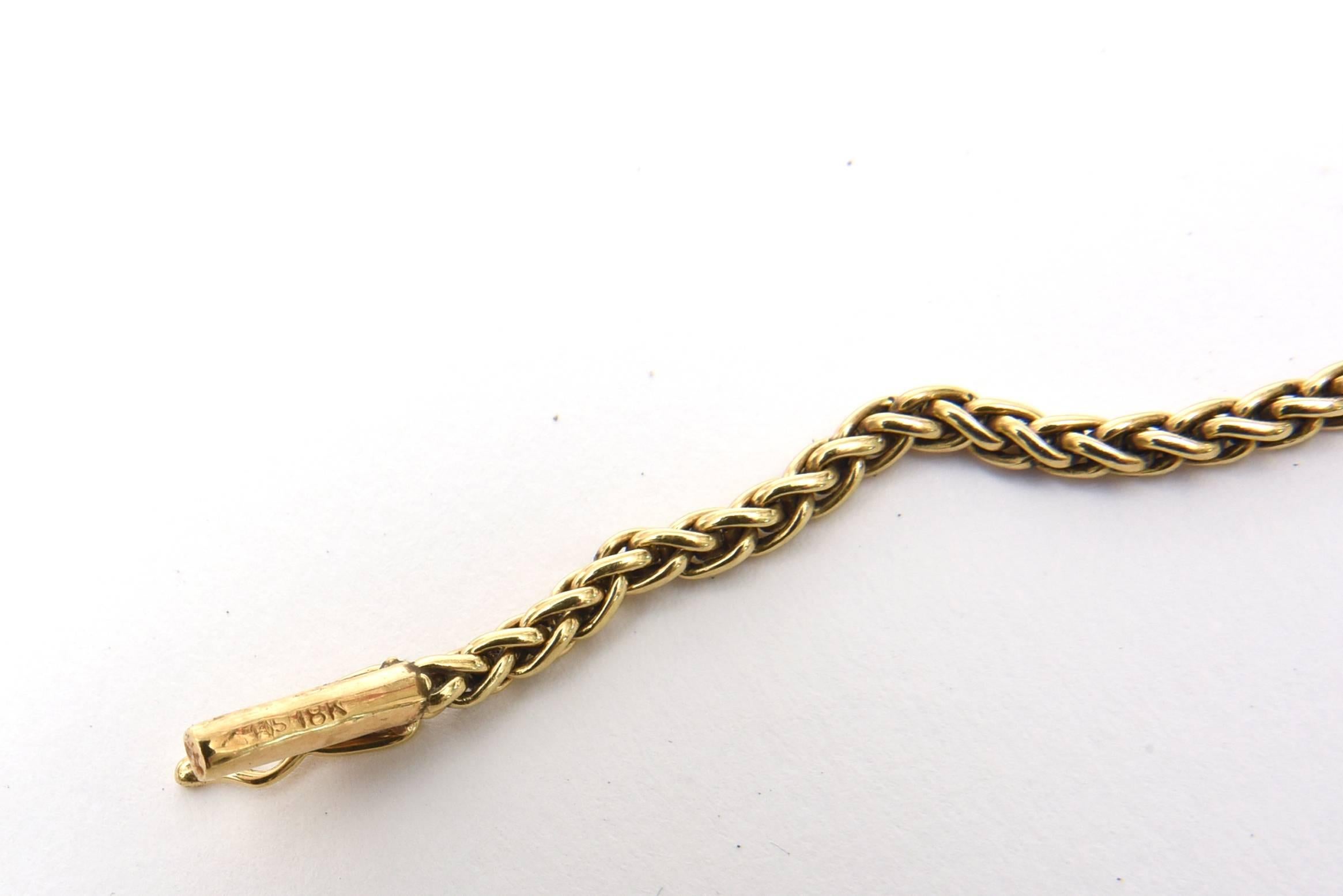Ball Cut European 18 Karat Gold, Citrine and Diamond Drop Pendant Chain Link Necklace For Sale