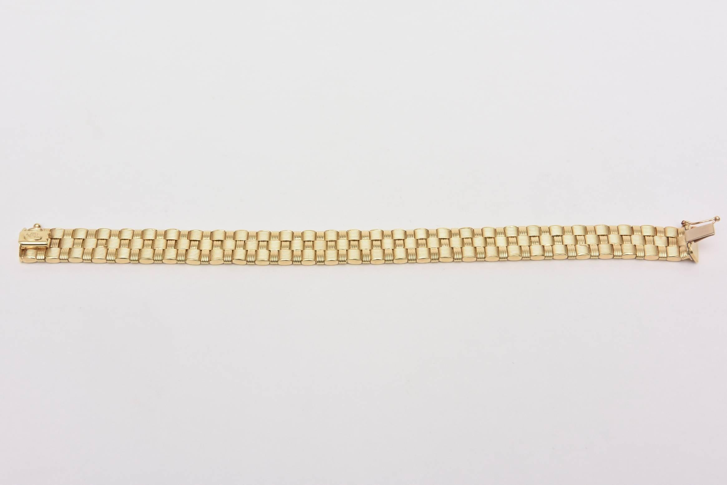 Modern Italian Woven 14K Gold Bracelet