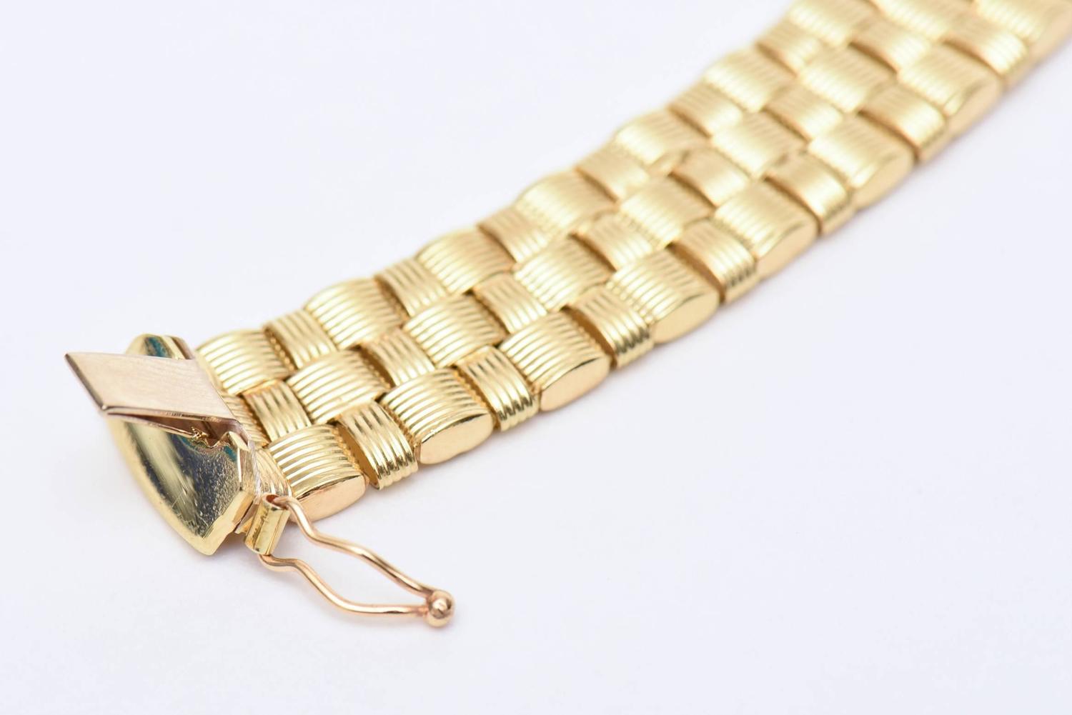 Italian Woven 14K Gold Bracelet At 1stdibs