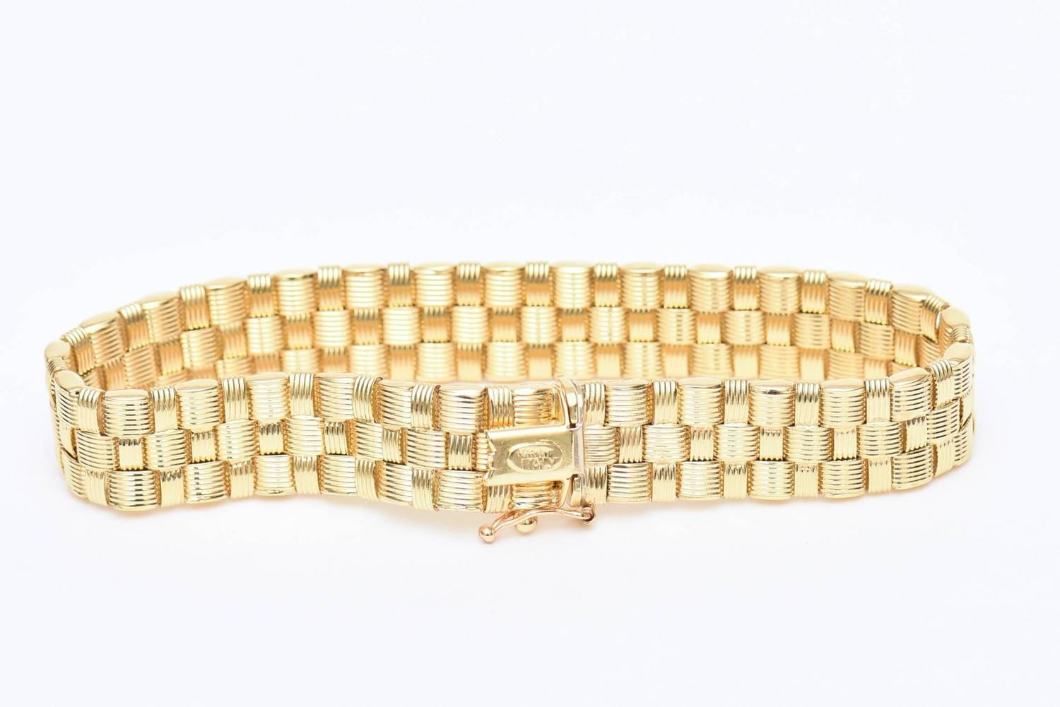 Italian Woven 14K Gold Bracelet at 1stdibs