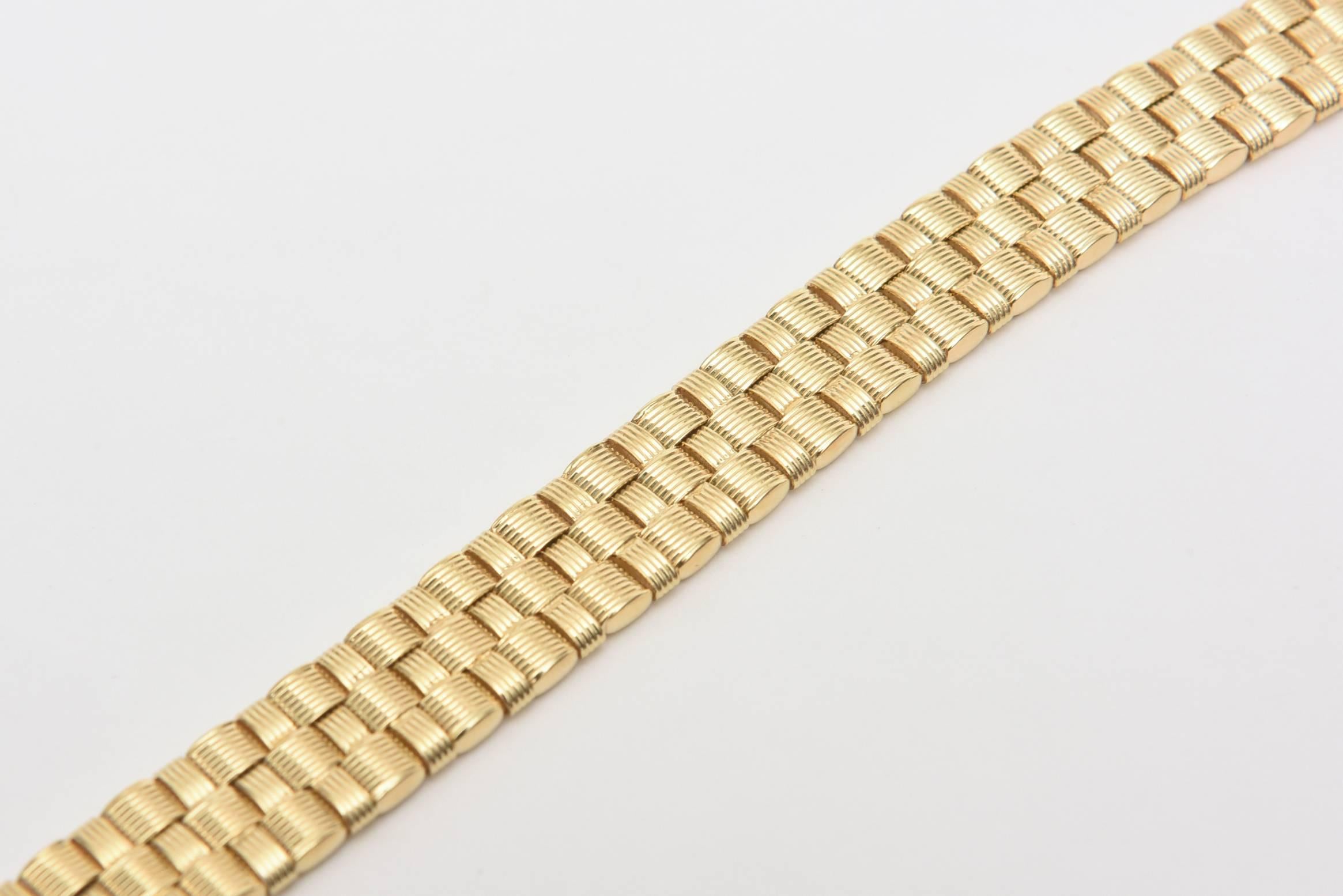 Italian Woven 14K Gold Bracelet In Excellent Condition In North Miami, FL