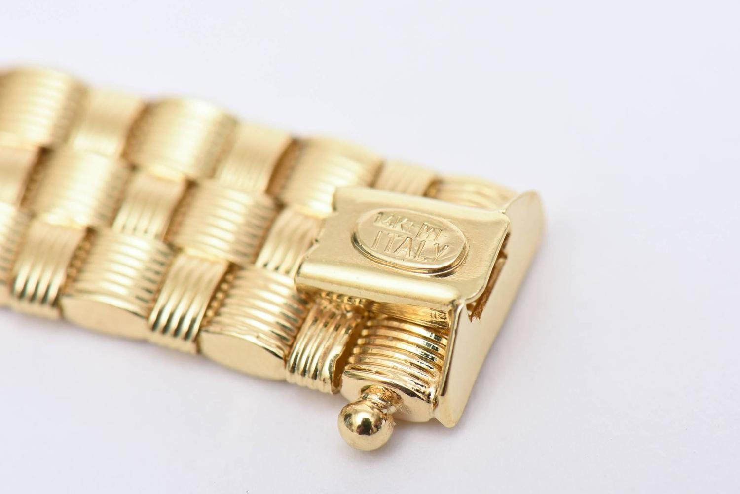 Italian Woven 14K Gold Bracelet at 1stdibs