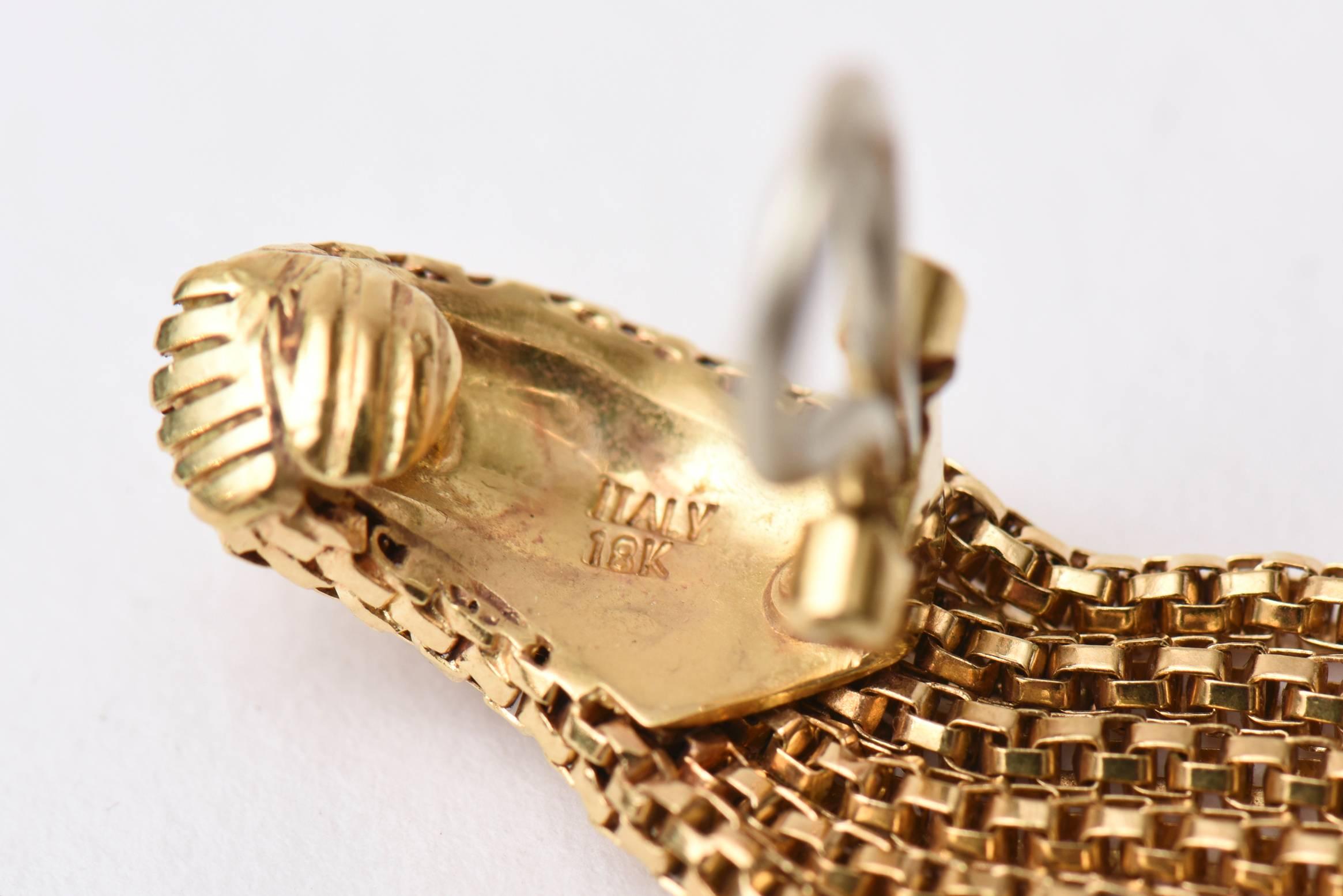 Italian Enamel Gold Cascading Clip On Earrings 1