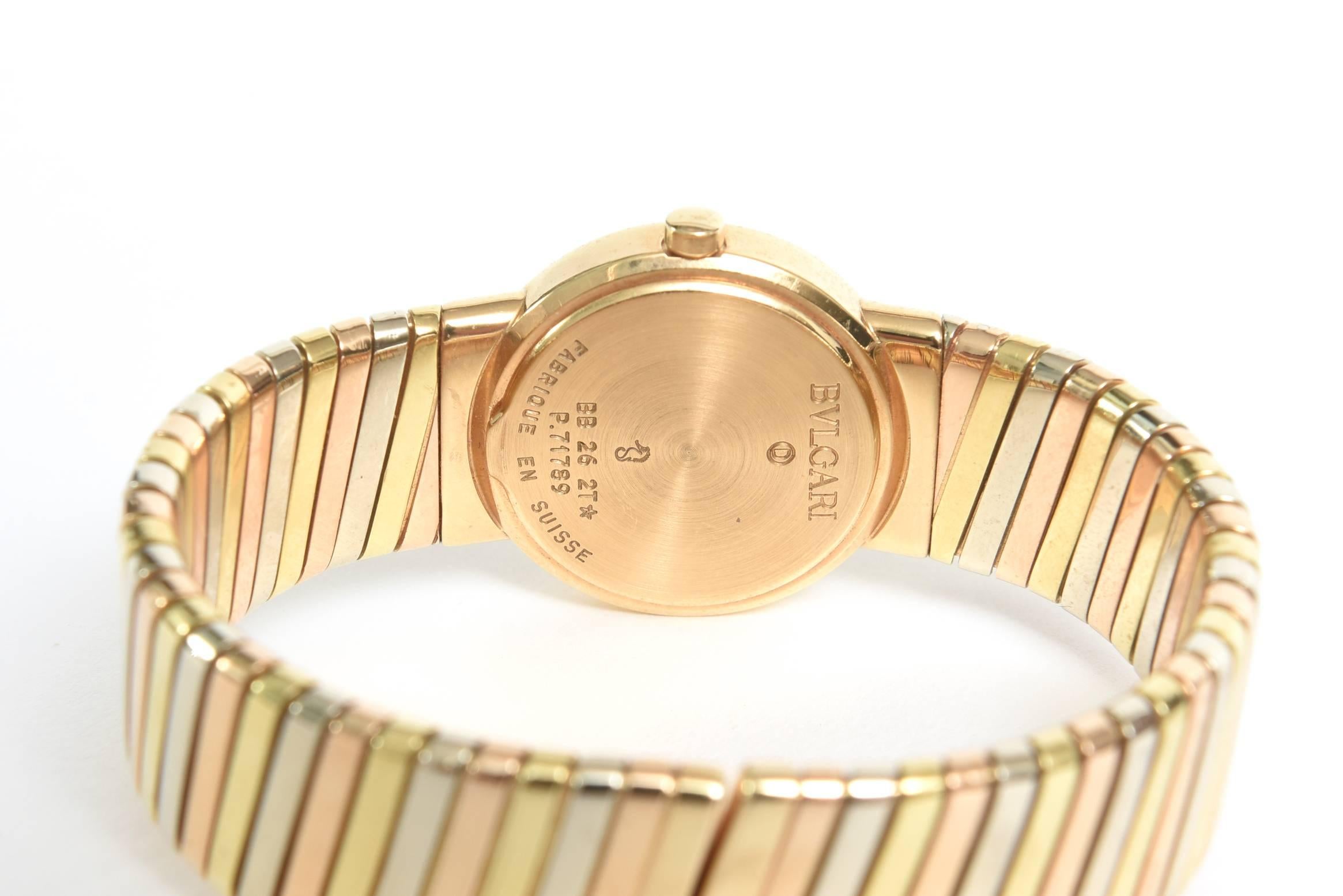 Bulgari Ladies Tri-Color Gold Tubogas Wristwatch 2
