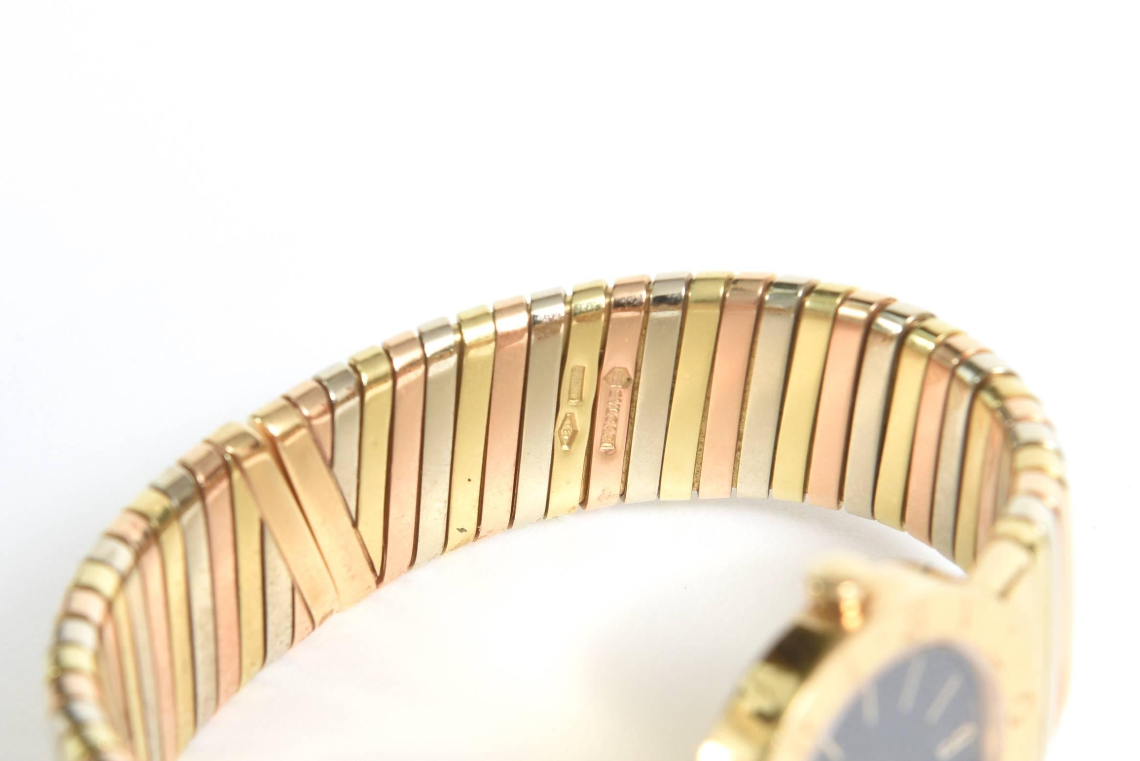 Bulgari Ladies Tri-Color Gold Tubogas Wristwatch 3