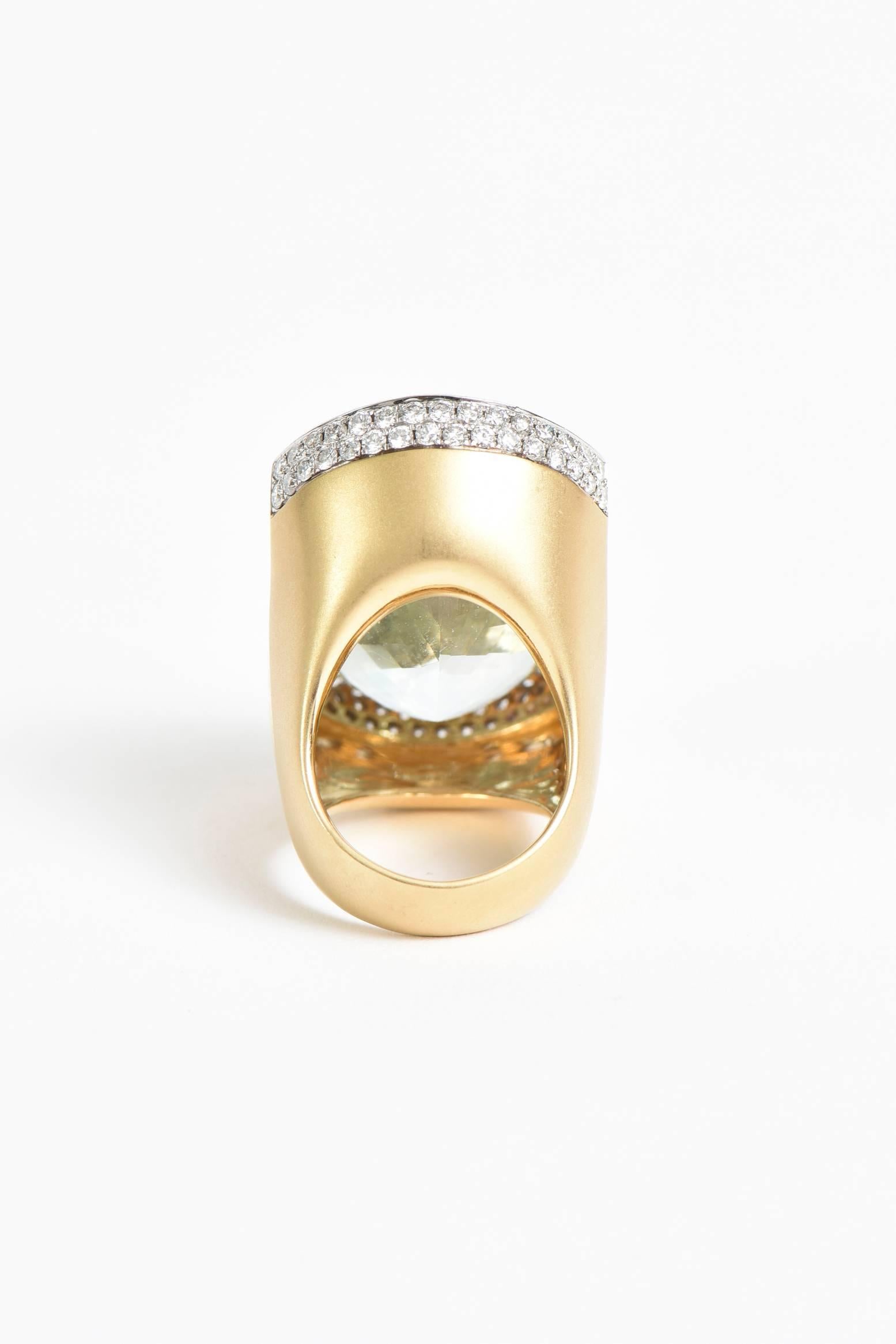 Custom Large Aquamarine and Diamond & 18 Karat Gold Cocktail Ring / SALE For Sale 2