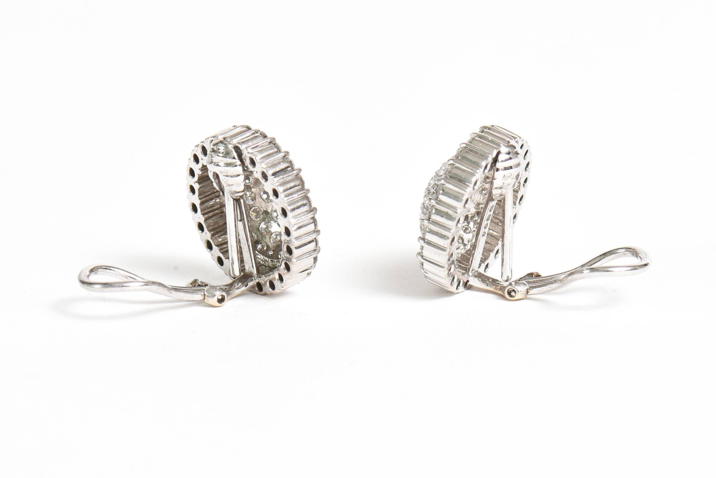 Modern Italian 18 Karat Gold and Diamond Pierced Lever Back Dome Earrings For Sale
