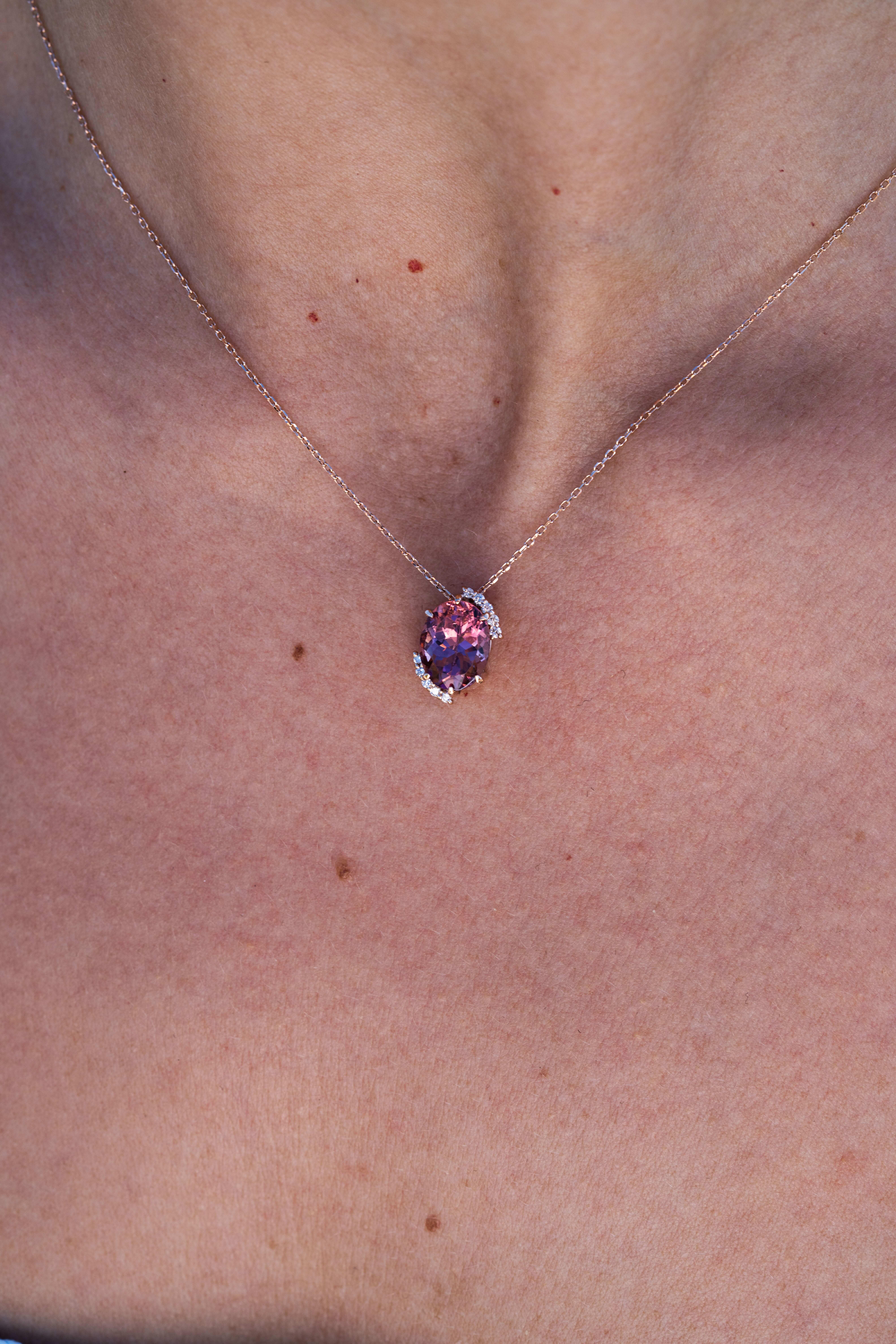 Collier en tourmaline rose et diamant Pour femmes en vente