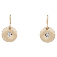 14k Yellow Gold Diamond Disk Earrings, 12mm, By Love Zoelle, USA