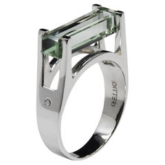 Forever Ring with 3.25 Carat Prasiolite on 5.20 gr 18k White Gold