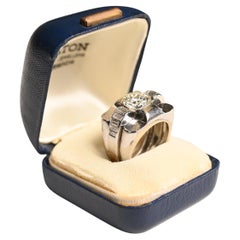 Bague de fiançailles vintage en platine avec diamant taille européenne ancienne (environ 3.10 carats)