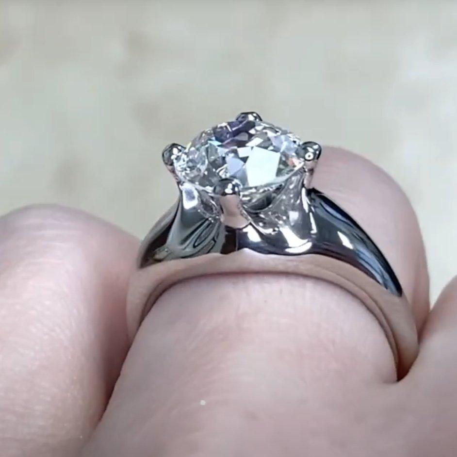 Bulgari Vintage Bulgari Diamantring mit alteuropäischem Schliff (GIA ca. 2,50 Karat), Platin im Zustand „Hervorragend“ in New York, NY