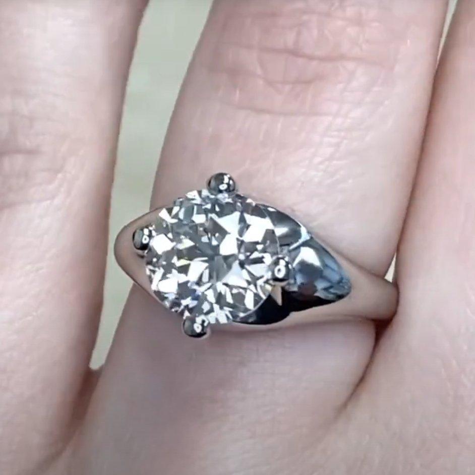 Bulgari Vintage Bulgari Diamantring mit alteuropäischem Schliff (GIA ca. 2,50 Karat), Platin Damen