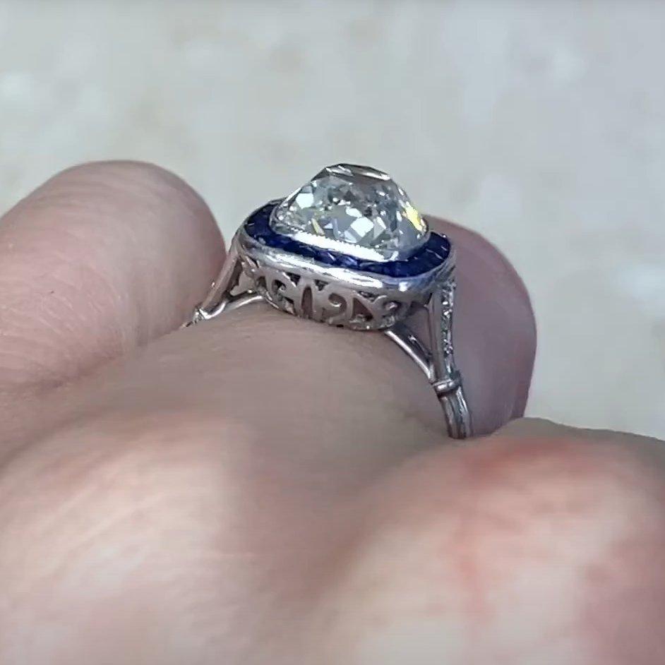 Donna Anello di fidanzamento con diamante taglio smeraldo (circa 3,00 carati), purezza VS1, platino in vendita