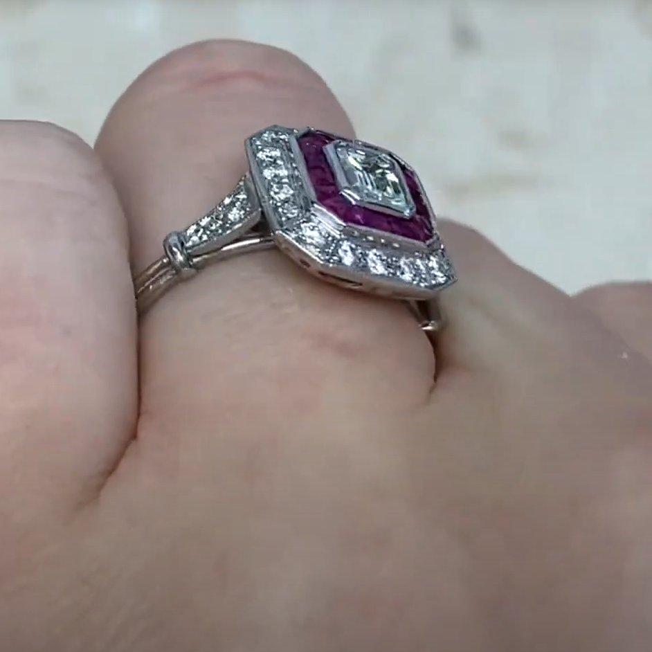Anillo halo de compromiso con diamantes talla esmeralda (aprox. 0,50 quilates), platino Corte esmeralda en venta