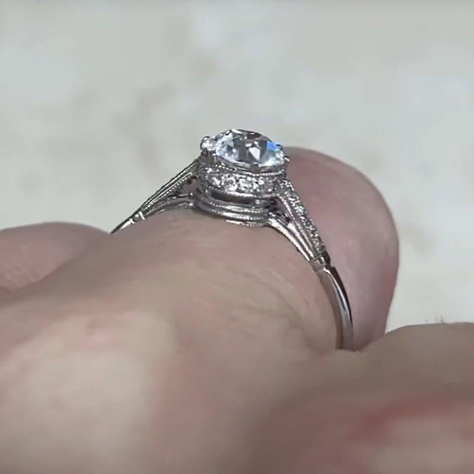 Bague de fiançailles en platine avec diamant taille européenne ancienne (environ 0,50 carat) Excellent état - En vente à New York, NY
