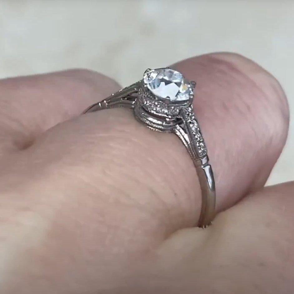 Bague de fiançailles en platine avec diamant taille européenne ancienne (environ 0,50 carat) Pour femmes en vente