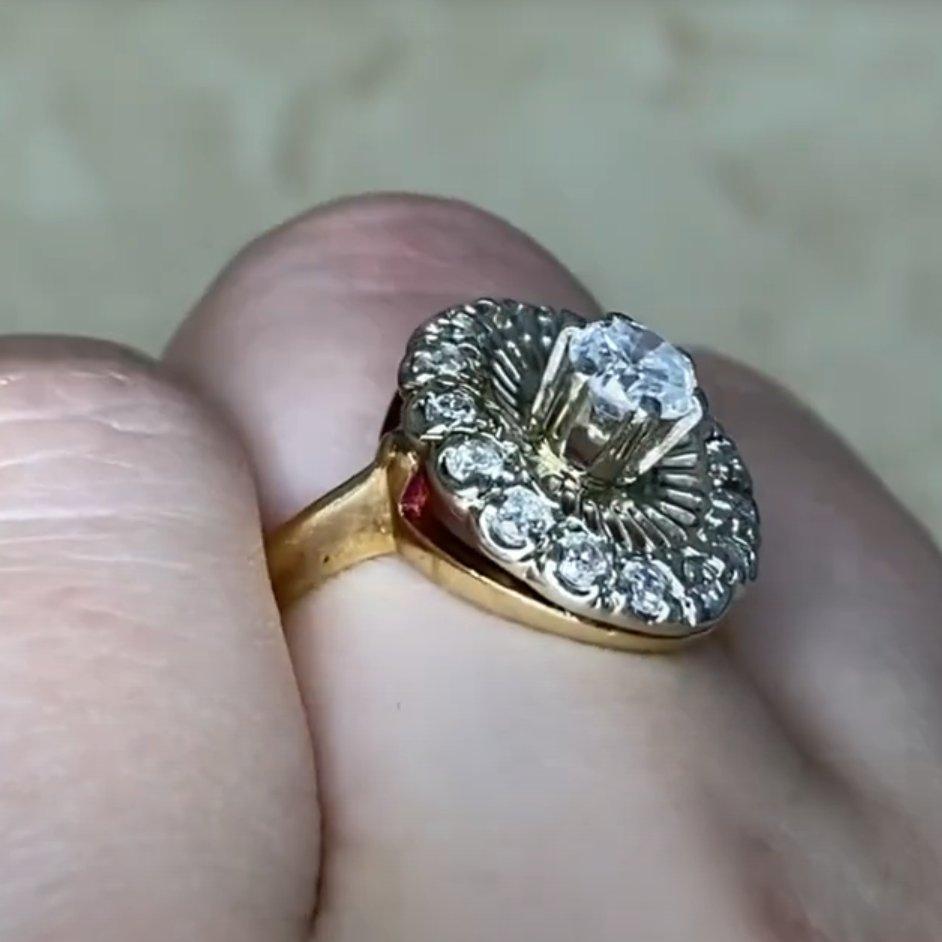 Taille ronde Bague en or jaune 14k, diamant rond taillé en brillant (environ 0,4 carats) en vente