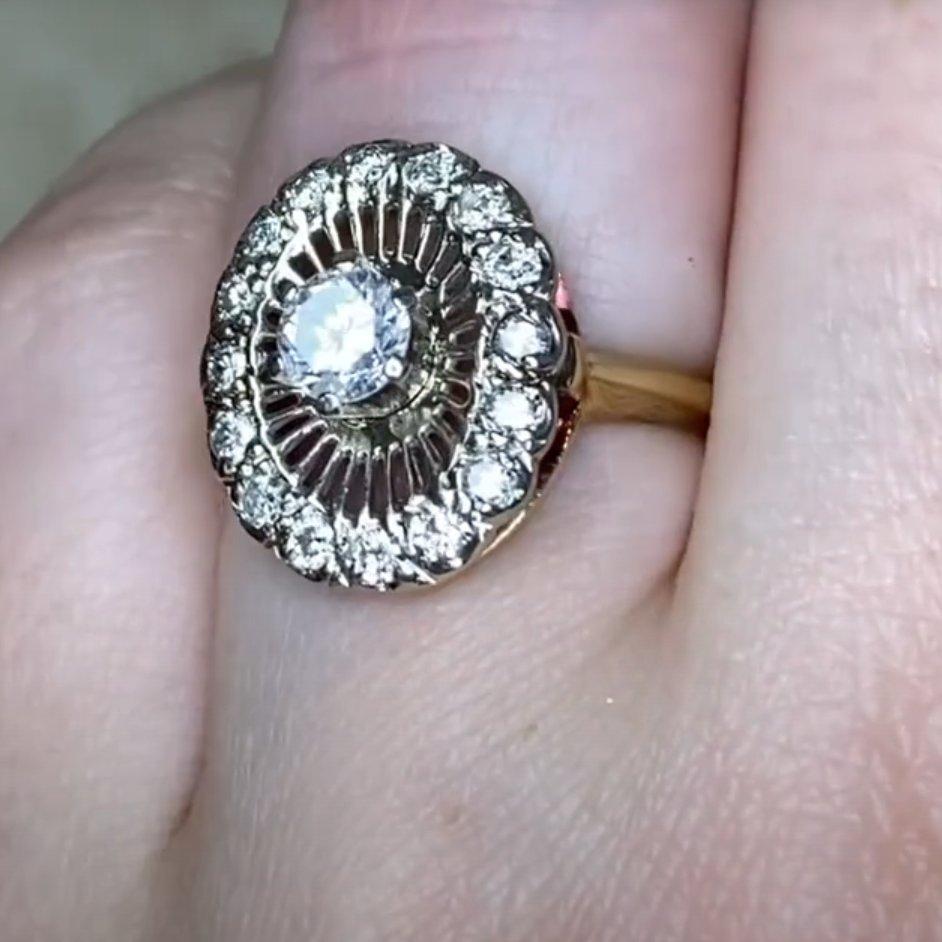Bague en or jaune 14k, diamant rond taillé en brillant (environ 0,4 carats) Pour femmes en vente