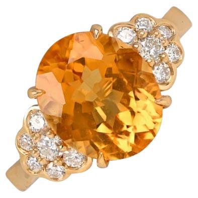 2.97ct Oval Cut Natural Citrine Cocktail Ring, 18k Yellow Gold  For Sale