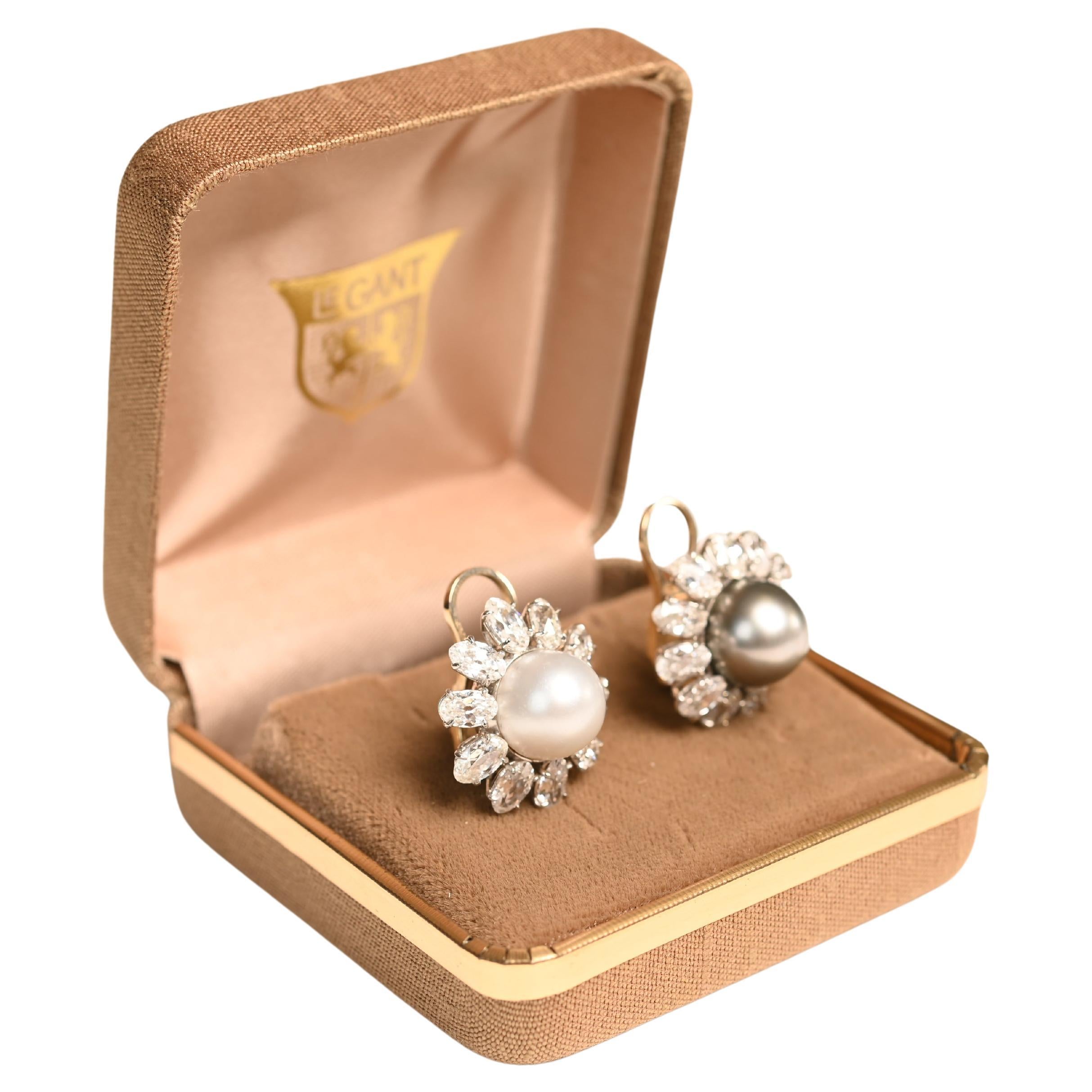 Very Rare Natural Saltwater Pearl Diamond (Approx 1.8-Carats) Halo Earrings