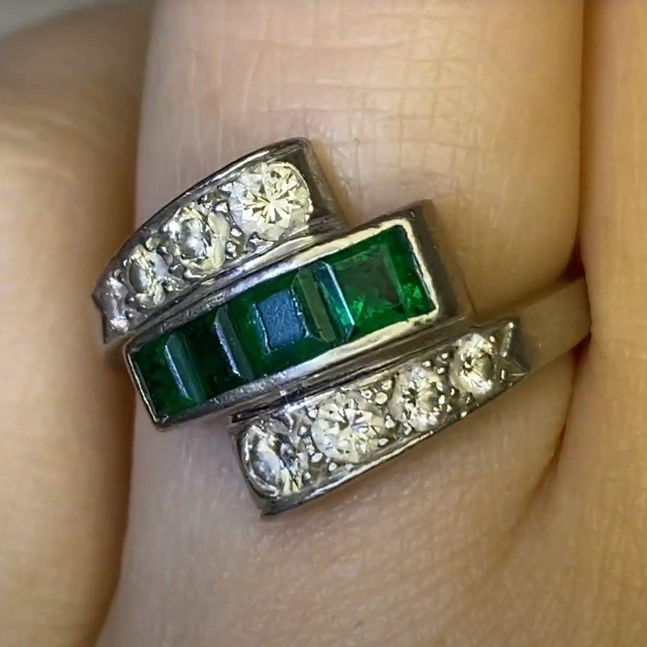 Vintage-Ring mit Smaragd ( ca. 0,30-karätigem) und Diamant ( ca. 0,50-karätigem) Damen im Angebot