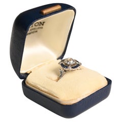 Sapphire Old European Diamond Engagement Ring (Approx.1.30-Carats), Platinum