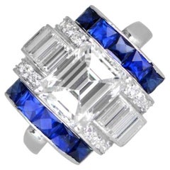 Vintage GIA 2.15ct Emerald Cut Diamond Engagement Ring, F Color, VVS1, Platinum