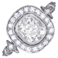 Antique 1.33ct Antique Old Mine Cut Diamond Engagement Ring, Platinum