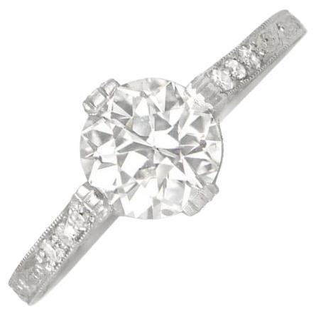 Vintage GIA 1.00ct Old European Cut Diamond Engagement Ring, D Color, Platinum For Sale